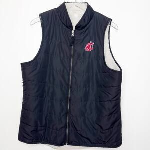 Women's WSU Cougars Reversible Fleece Black Vest L/XL